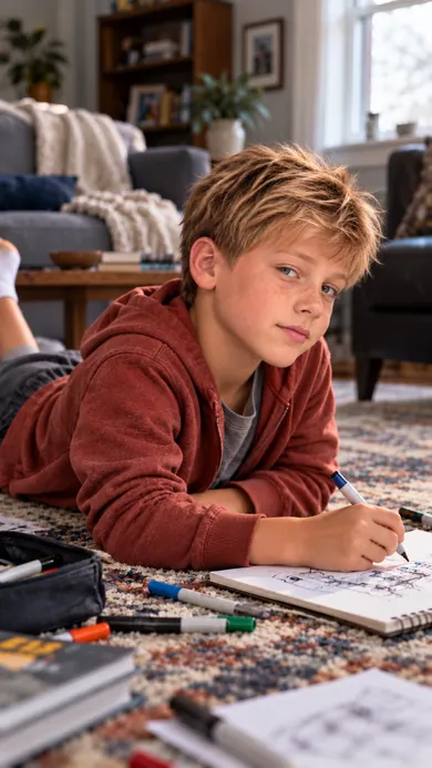 Eli Drawing on the Floor
