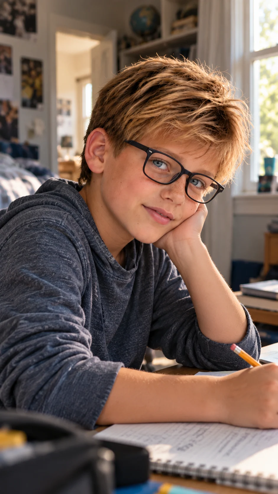 Mason at his desk