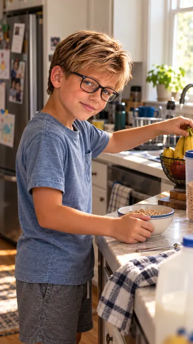 Mason at Breakfast